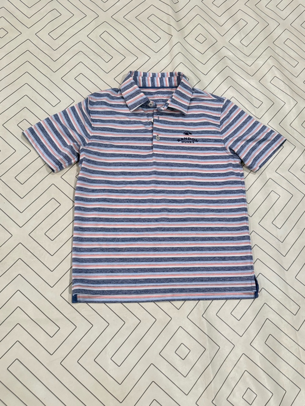 Johnnie-O Striped Polo Shirt in Blue & Pink